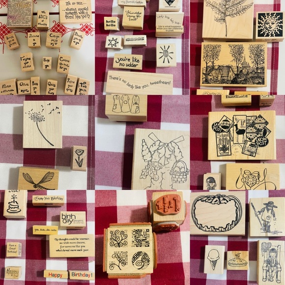 Vintage and Brand New 73 Wooden Rubber Stamps MIXED Arts And Crafts  Ink Stamps - Picture 1 of 14